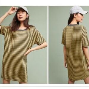 Stateside charcoal grey yellow Striped T-shirt Dress mini medium casual tee